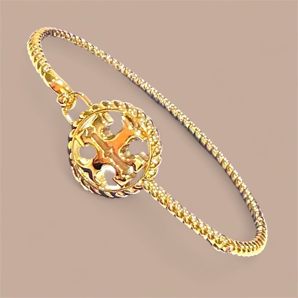 TORY BURCH ROPE HINGED 18KGOLD OVER BRASS BRACELET - Picture 5 of 6